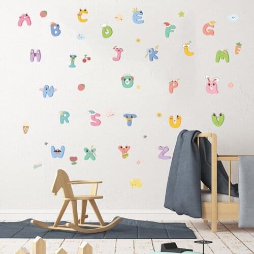 Cartoon English Alphabet Wall Stickers Kindergarten ChildrenS Room Bedroom Preschool Education Home Decoration Stickers