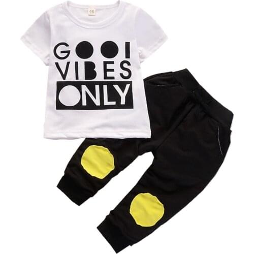 New Infant Toddler Casual Costume Kids Summer Clothes Baby Girls Cotton T Shirt Pants 2Pcs/sets Fashion Children Boys Sportswear