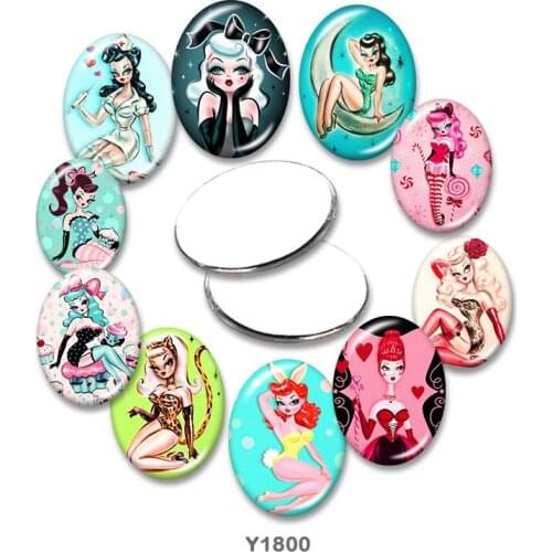Girl Oval glass cabochon 13x18mm/18x25mm/30x40mm flat back Making findings TRY1800