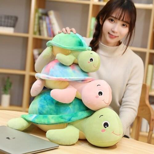 35-60cm Colorful Tortoise Stuffed Animal Plush Toy Cute Rainbow Sea Turtle Doll Soft Cushion Nap Pillow Kids Girls Kawaii Gift