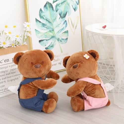 45x25CM New Creative Plush Teddy Bear Couple With Clothes Stuffed Animals Tissue Box Home Deocr Super Soft Toys