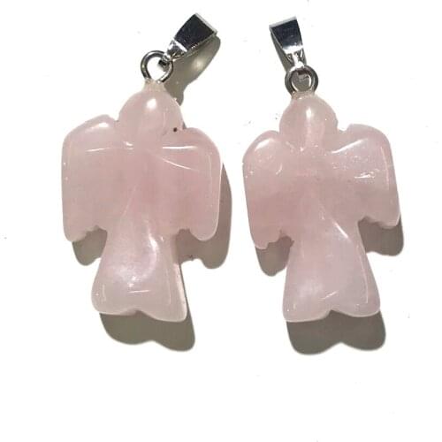 Natural Stone Angel Shape Crystal Agates Pendants Trendy Charms Pendant For Jewelry Making DIY Necklace Accessories 1pcs 16x22mm