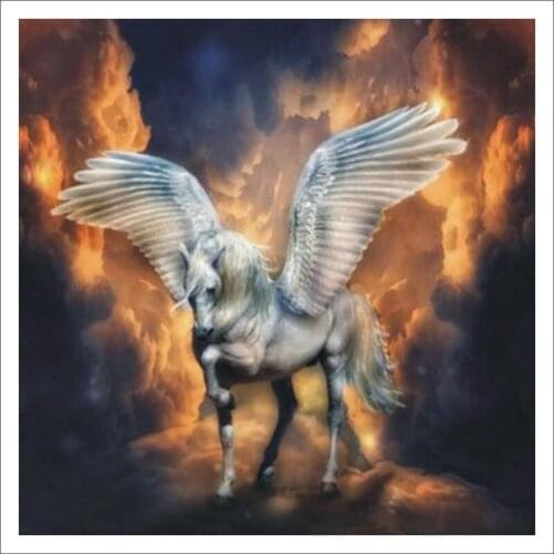 Full DIY 5D Diamond Painting Fire Horse Cross StitchAnimal Diamond Embroidery wings horse Patterns Home Decoration T189