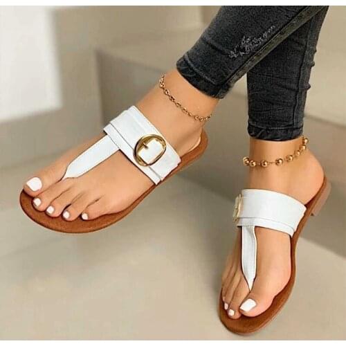 Women Sandals Summer Shoes Clip Toe Casual Buckle Ladies Slides Fashion Beach Shoes Female Flats Slippers New Flip Flops
