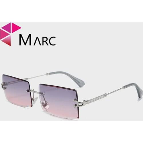 MARC Square Rimless Sunglasses Women 2019 Green Summer Red Glasses Fashion Luxury Brand Sunglasses For Men UV400 zonnebril