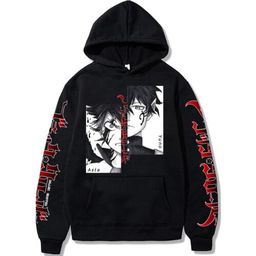 Hoodie Sweatshirt Japanese Anime Harajuku Asta Graphic Men/Women Hoodies Black Clover Print Clothes Hoodies Tops Pullover
