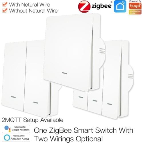 Tuya Zigbee Switch No Neutral Wire No Capacitor Needed Smart Wireless 2 Ways Control Light Switche Work With Alexa, Google Home