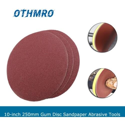 Utoolmart 3/5/10pcs Gum Disc Sandpaper 10-inch 250mm Alumina Round Practical Abrasive Tools Grit 40/60/80/100