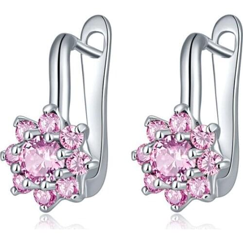 UFOORO clip Earrings flower shape romantic shiny crystal women Earrings WEDDING Fashion Style Girl gift earrings dropshipping