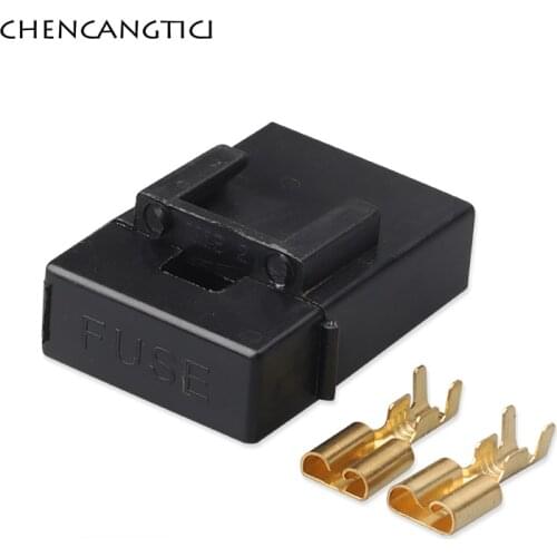 5 Sets 2 Pin Way Medium Car Fuse Holder Connector Plug Auto Insurance Socket Black Lighter Frontal With Terminal BX2017