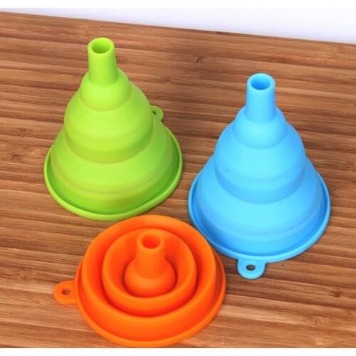 1Pcs Retractable Funnel Plastic Silicone Gadget Portable Mini Foldable Funnel Silicone Collapsible Kitchen Tool Accessories