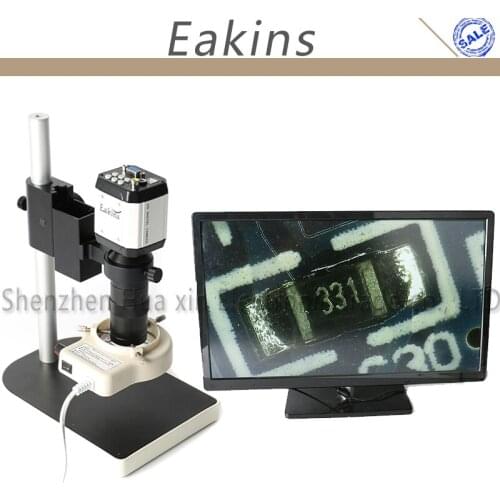 2.0MP HD VGA USB Microscope Camera For Industry Lab AV TV USB Output Video Recorder +100X C-mount Lens+56 LED Ring Lamp+Stand