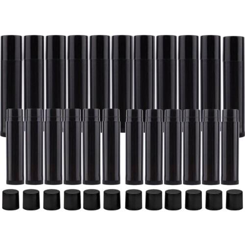25Pcs 5G 5ML Empty Plastic Lip Balm Tubes Containers Lip Gloss Storage Container DIY Lipstick(Black)