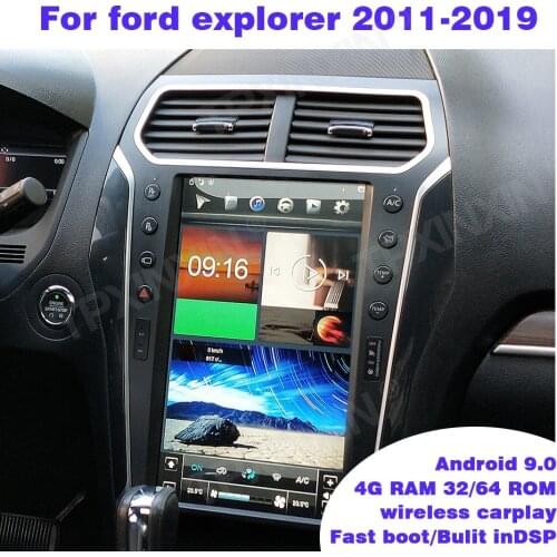 4+64GB 13.6 Android 9.0 For Ford explorer 2011-2019 Vertical Screen Car GPS Navigation Stereo Head Unit Multimedia Player Radio