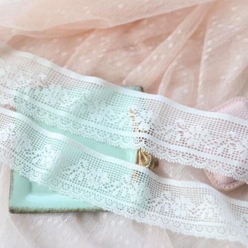 6meter/lot 2kinds 3.5cm/4.5cm Export Quality Polyester Elastic Lace Material Trims Beautiful X718