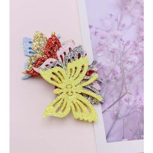 60Pcs/Lot Big Size 3CM Christmas Butterfly Padded Appliques For Headwear Decoration Handmade Hair Clip Accessories