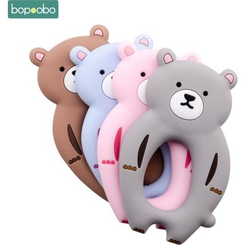 Bopoobo 1PC Silicone Teether Accessory Silicone Cute Bear Nursing Accessories Food Grade Toy For Children Can Chew Baby Teethers