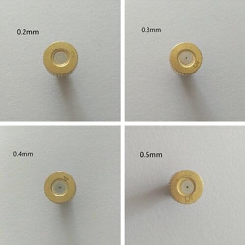 E014 20pcs Threaded 0.2mm-0.5mm Brass Low Pressure Misting Fog Nozzle Misting Fogging Spray Sprinkler Head