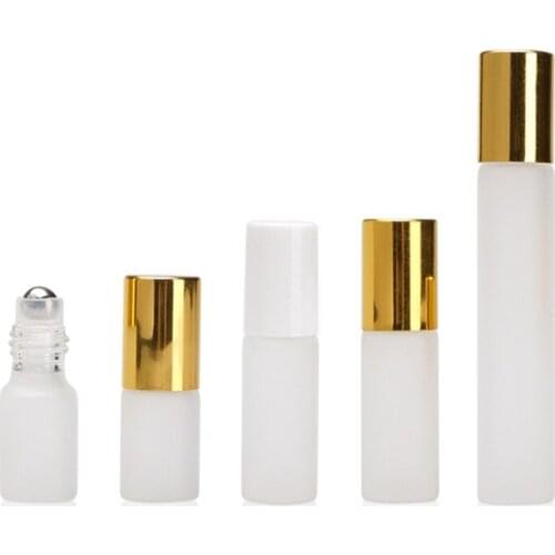 500pcs 10ml 5ml 3ml Perfume Roll On Glass Bottle Frosted Clear with Metal Ball Roller Essential Oil sample Vials