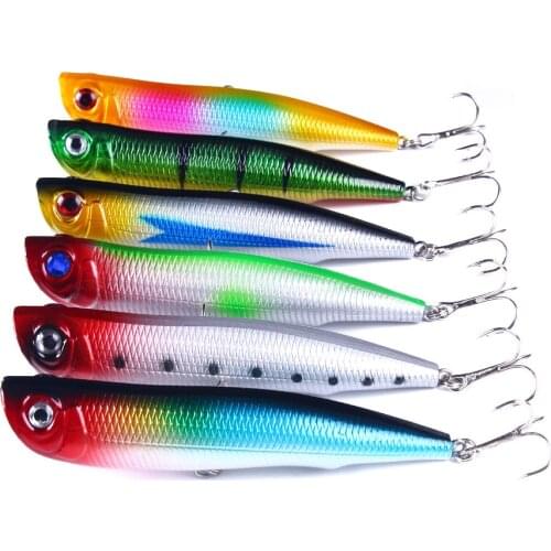 HENGJIA 10.5cm 15.7g Laser Popper Fishing Lure 3D Fish Eye Hard Plastic Reflective Top Water Floating Fake Bait 6 Colors