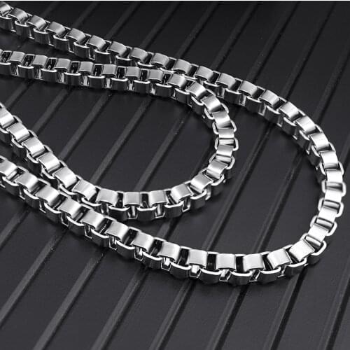 HNSP Punk Men Chain Necklace 6*6MM Box Stainless Steel Neck Chains 2021New