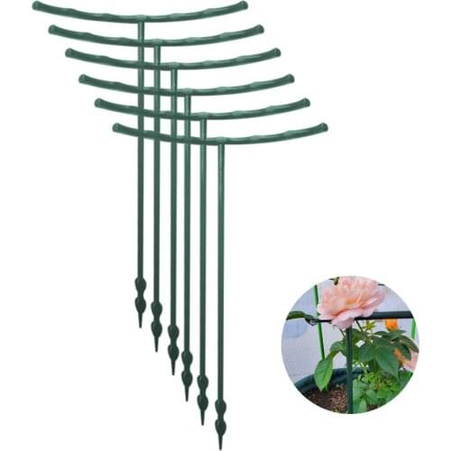 Plant Cage Flower Support Piles Vegetables 6Pcs Fall Prevention Small Plants Plastic Semi-circular Imitation Inverted Bracket