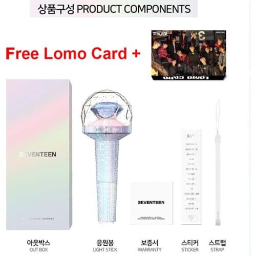 KPOP SEVENTEEN CARAT BONG VER2 Original Official LightStick Album Concerts Glow Lamp Light stick VER.2 Bluetooth Free Lomo Card