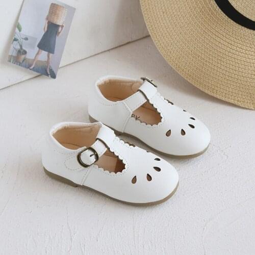 Summer New Style Boys and Girls Small Leather Shoes Retro British Style Hollow Childrens Soft Bottom Beanie Casual Shoes