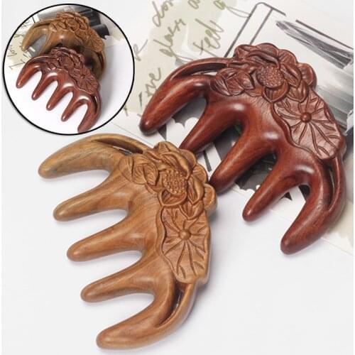 1 PC Natural Peach Green Sandalwood Massage Comb Round Head Comb Wide Tooth Head Massage prevent Hair Loss Hair Care Tool