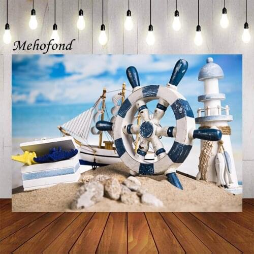 Mehofond Photography Background Ship Nautical Wheel Kid Boy Birthday Party Baby Shower Portrait Decor Backdrop Photo Studio Prop