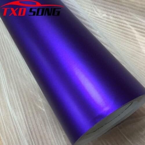 Premium Matte Metallic Chrome Vinyl Car Wrap Film With Air Bubble Purple Satin Metallic Sticker Foil For Car Wrapping Covering