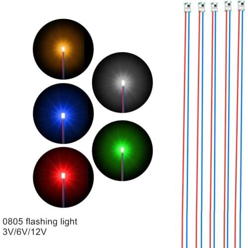 5pcs/Lot 0805 flashing3V 6V 12V Railway HOTrain Miniature Lamp Diorama Light Train Layout Sand Table Architecture Building