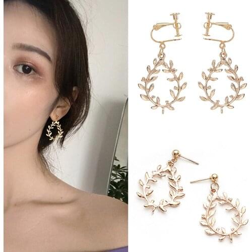 Fashion Wheat wreath shape Dangle Earrings Unique Geometric Circle Hollow Jewelry for Lively Women girls mujer pendientes