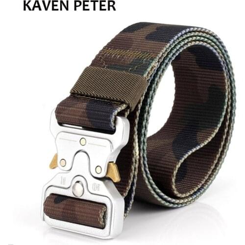 Male Army Tactical Belt Adjustable Men Nylon Camouflage Canvas Belt Outdoor Multifunctional Training Belt 3.8 CM Strap