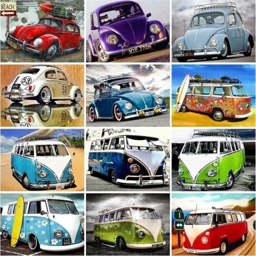 Fashion Car Paint By Numbers Set Oil Painting For Adults DIY Kits Canvas Frame Picture Drawing Coloring By Numbers Decor