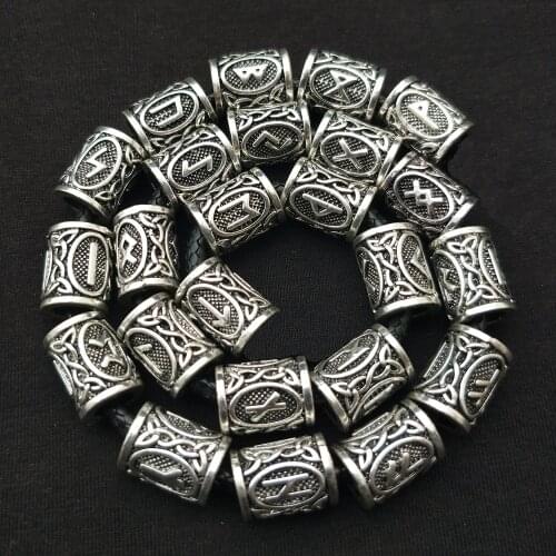 Nostalgia 24pcs Norse Runes Beads For Jewelry Making Viking Beard Hair Runic Bead Accessories Fit Charm Bracelet