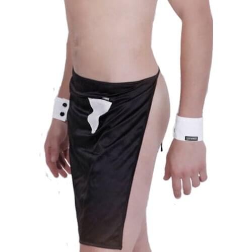 New Style Mens Sexy Waitor Role Play Party Costume Outfits Apron Collar Cuffs Bow Tie Cosplay Lingerie Set