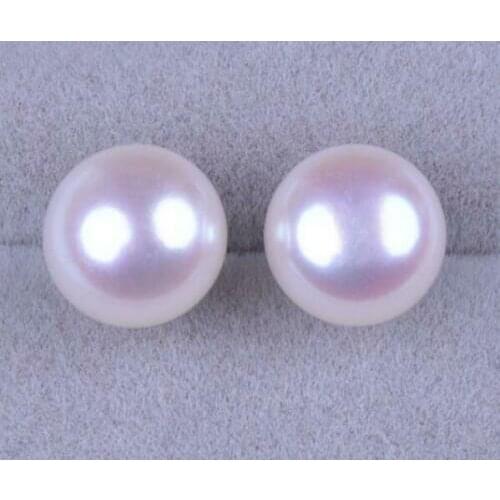 Pair Akoya 9-10mm Bread White Loose Pearls Half Drilled