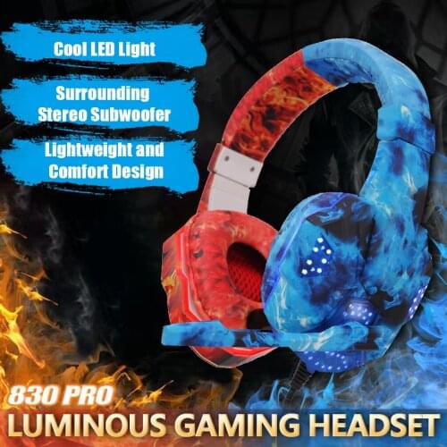 Flame Painting Gamer Headset New upgrade Stereo PS4 /PC Wired Headphone with HD Microphone LED Light