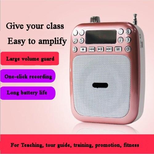 Portable Loudspeaker Teacher Tourism Guide Megaphone Waist Hanging Microphone Loudspeaker Support FM radio TF Card MP3 Pla
