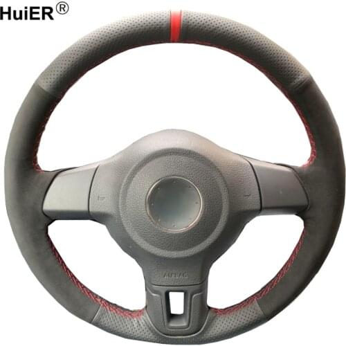 Hand Sewing Car Steering Wheel Cover Suede Leather For Volkswagen VW Golf 6 Mk6 Polo Sagitar Bora Santana Jetta MK5 2010-2013