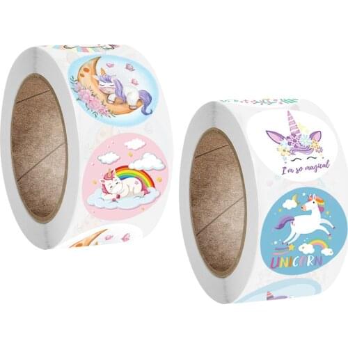 500pcs/roll cartoon unicorn stickers scrapbooking for note Various pattern cute kawaii sticker teacher reward student stationery