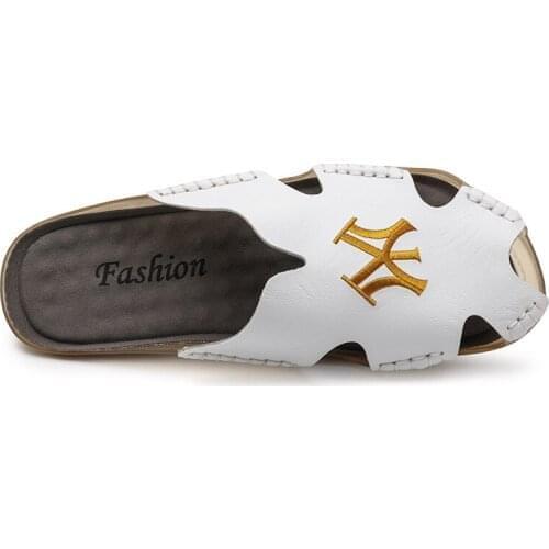 2021 Summer New Sandals Men Breathable Cow Leather Shoes Male Comfortable Soft Translucent Sole Men'king Footwear