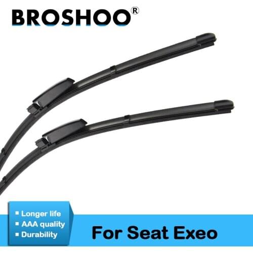 BROSHOO Car Clean The Windshield Wiper Blades Natural Rubber For Seat Exeo 22"&22" ,2008 2009 2010 2011 2012 2013 Fit Slider Arm