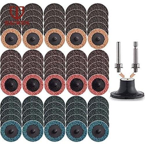 76Pcs/set 2Inch Roloc Sanding Discs Roll Lock Surface Sanding Pad Quick Change Polishing Nylon Fiber Disc For Drill Rotary Tools