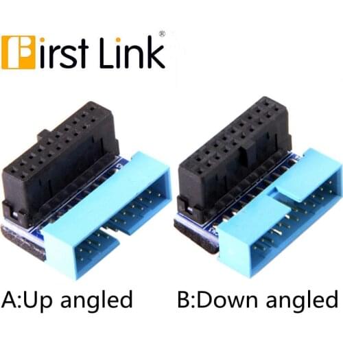 Frist link USB 3.0 20pin 19pin Male to Female Extension Adapter Angled 90 Degree for Motherboard Mainboard Connector Socket