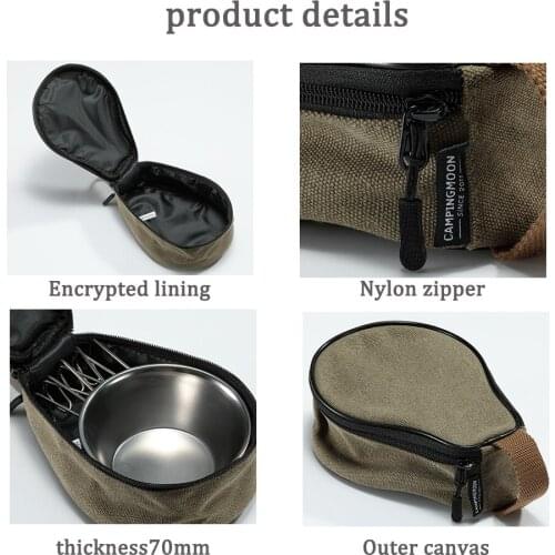 CAMPINGMOON Sierra Cup Bag Carry Storage Bag for Sierra Cup Cotton Canvas Camping Bag