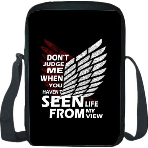 Anime Attack On Titan Shoulder Bag Fashion Cartoon Simplicity Messenger Bags Student Casual Shoulder Cross-body Knapsack