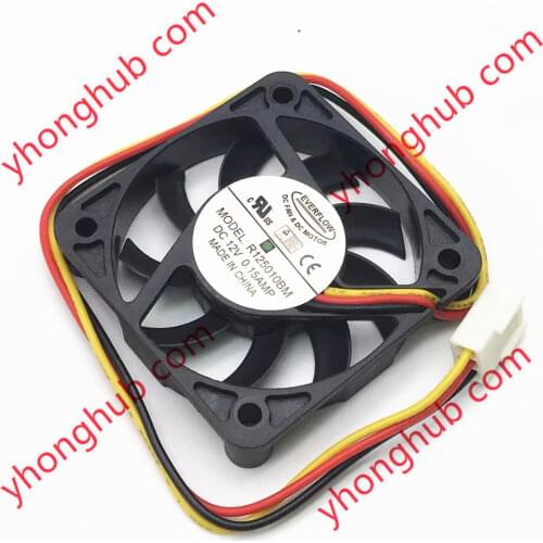Everflow R125010BM DC 12V 0.15A 50x50x10mm 3-wire Server Cooling Fan