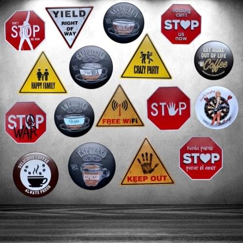 WiFi Coffee Irregular Tin Signs Vintage Plaque Metal Wall Cafe Garage Pub Home Restaurant Art Decor U-9